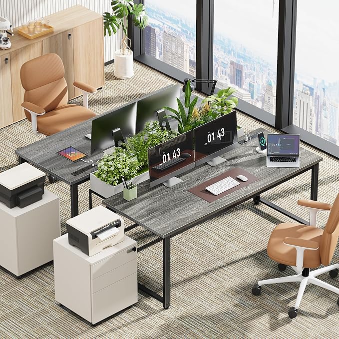 Huuger 55 x 24 inch Desk with Power Outlets & USB-C, Deeper & Thicker Desktop - Image 8