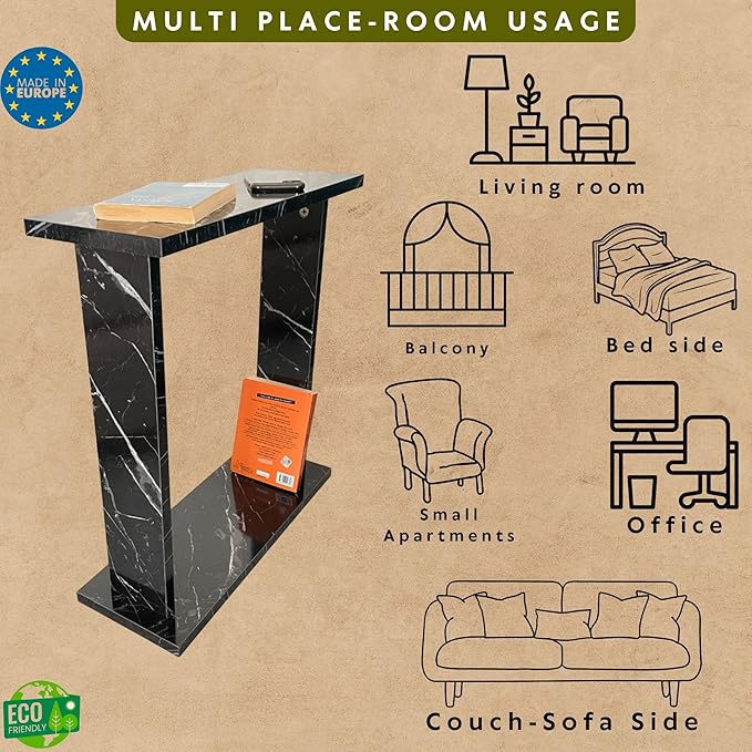 Very Narrow Side Table for Living Room, Small Apartment Space Between Chairs - Image 6