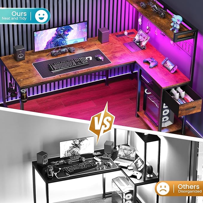 PRAISUN L Shaped Gaming Desk - Image 6