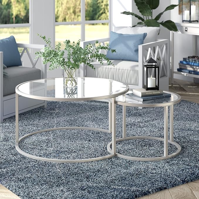 Watson Round Nested Coffee Table in Satin Nickel - Image 2