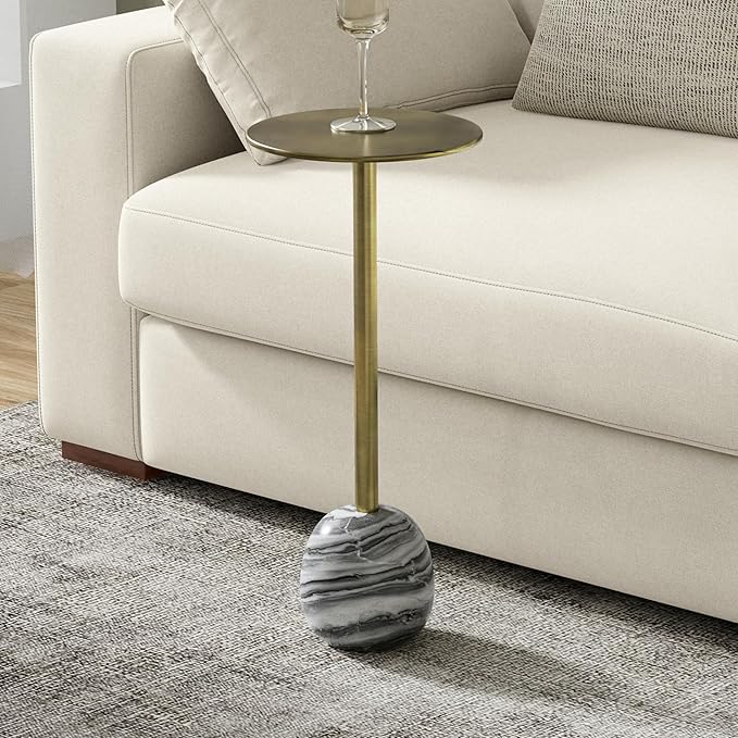SIMPLIHOME Melene Modern Contemporary 12 inch Wide Metal Side Table in Gold/Grey - Image 3