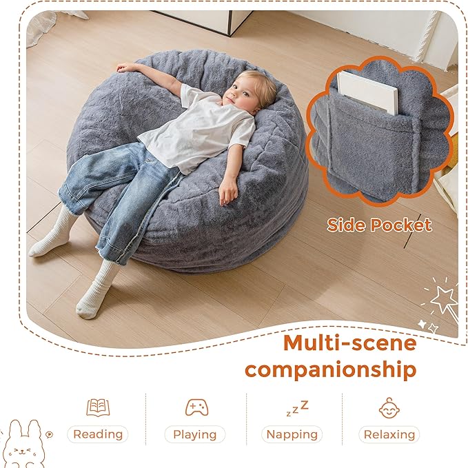 MAXYOYO Kids Bean Bag Chair, Stuffed Faux Fur Bean Bag - Image 4