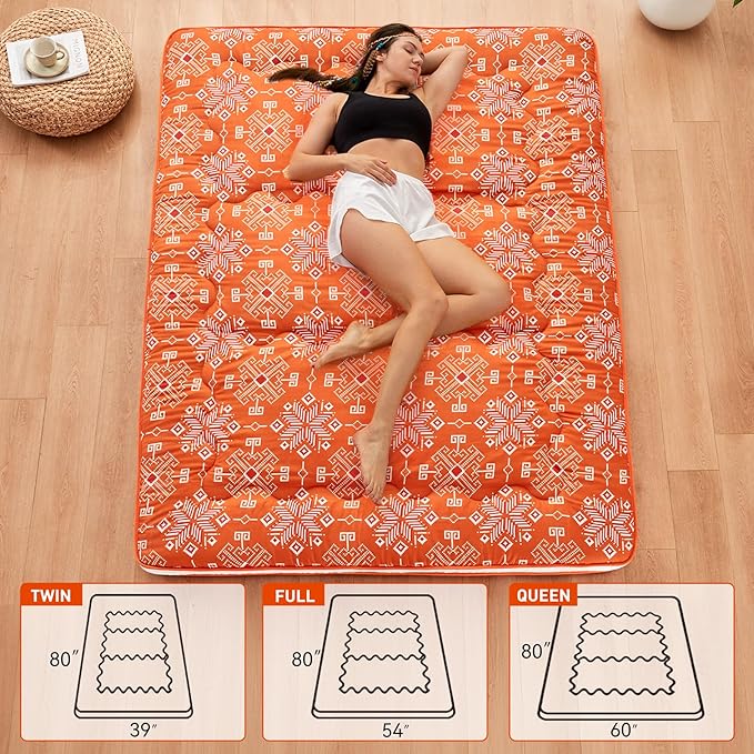 Dr.Futon Japanese Floor Futon Mattress Extra Thick Folding Roll Up Bed Topper - Image 2