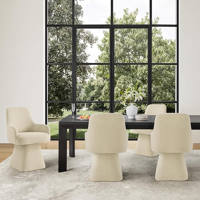 Swivel Dining Chairs Set of 2, Mid Century Modern Chairs Fabric Upholstered - Image 7