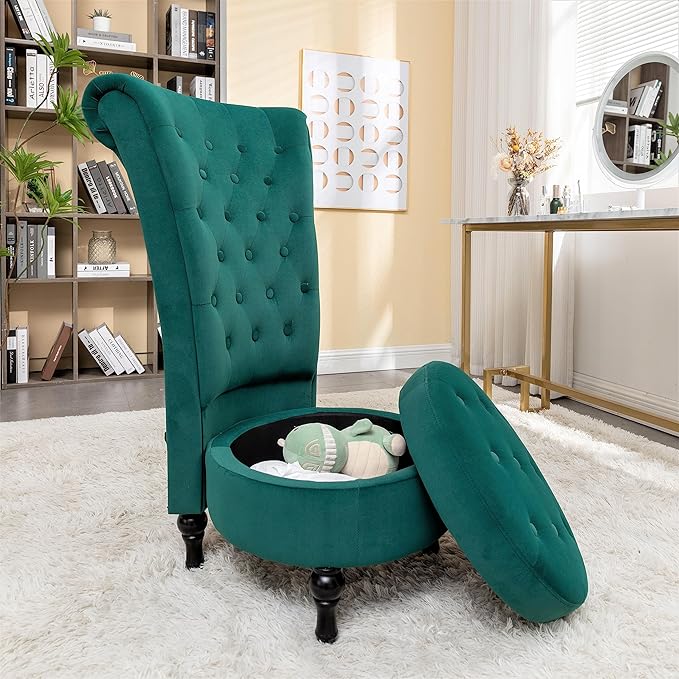 Container Furniture Direct Royal High-Back Velvet Accent Chair - Image 8