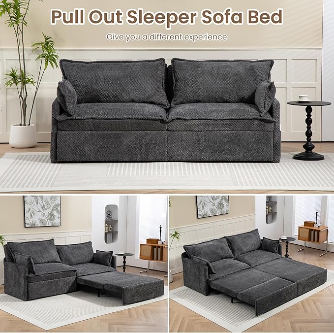 Furnimart 73.6" King Size Pull Out Sofa Bed, 3 in 1 Convertible Sleeper Bed - Image 3