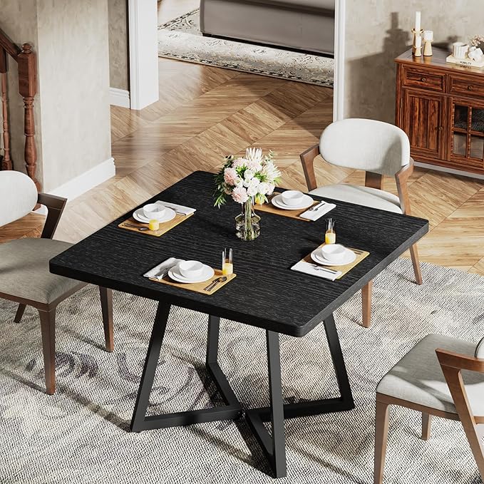 Tribesigns Square Dining Table for 6, 31.5" Industrial Dinner Table - Image 5