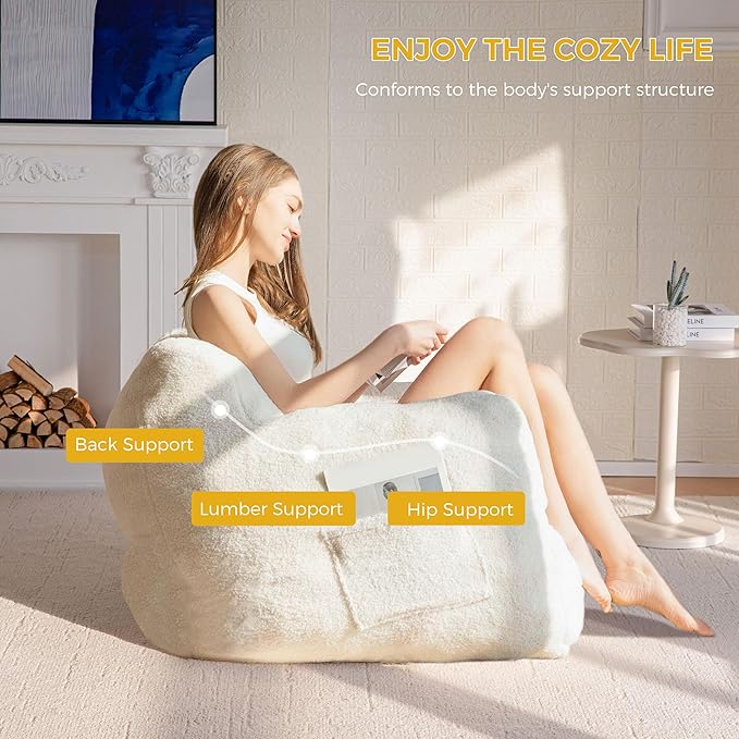 MAXYOYO Bean Bag Chair, Tufted Bean Bag Sofa - Image 4
