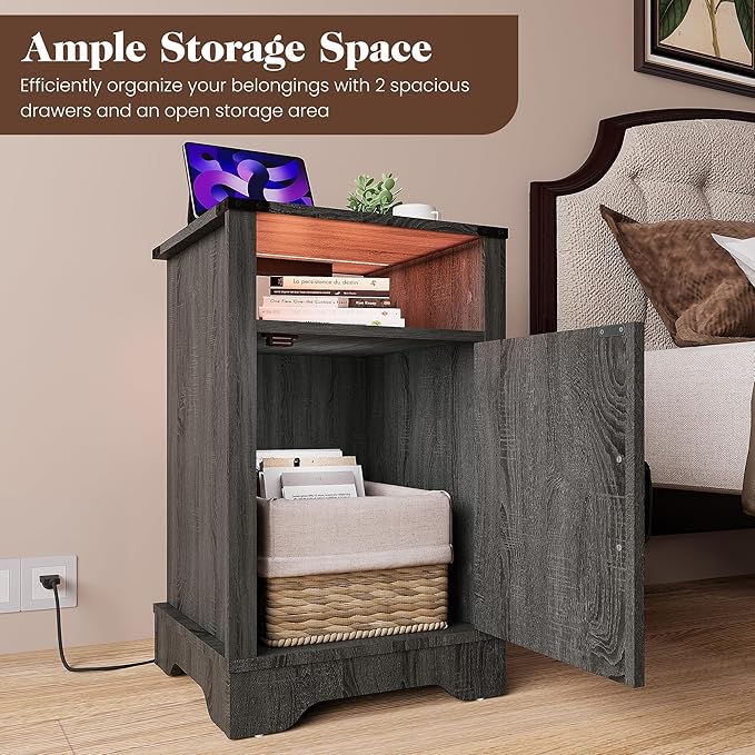 RoyalCraft Farmhouse Nightstand, Bedside Table Set of 1 - Image 4