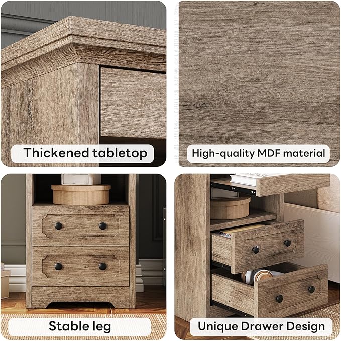 LIKIMIO Night Stand, Modern Bedside Table - Image 6