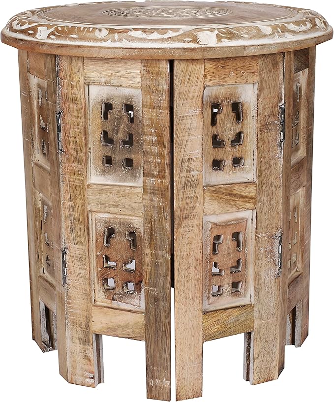 Versatile Octagonal Wooden Table – 12" Round Top, Side Table, or End Table by TheWoodenTown