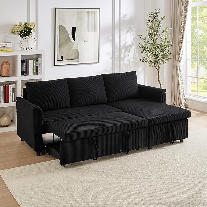 Ball & Cast L-Shape Reversible Sectional Sleeper Sofa Bed 4 in 1 Pull Out Couch - Image 5