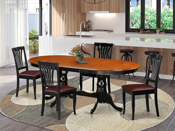 East West Furniture PLAV5-BCH-LC 5 Piece Kitchen Table & Chairs Set Includes an - Image 2