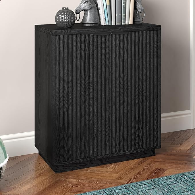 Henn&Hart 28" Wide Rectangular Accent Cabinet in Black Grain, - Image 3