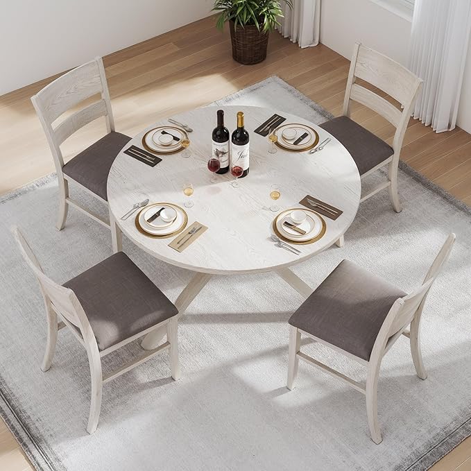 Peatuk Round Solid Wood Dining Table, Part of Dining Table Set, Mix and Match - Image 5