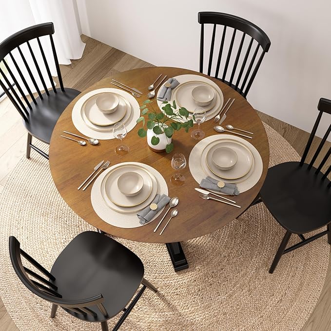 Bush Furniture Round Dining Table, 45 inch Trestle Design, Modern Transitional - Image 5