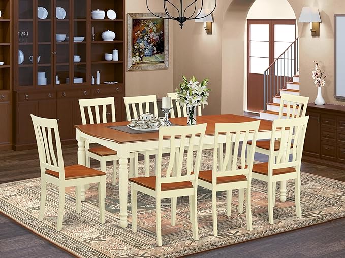 East West Furniture DOAN9-WHI-W 9 Piece Kitchen Table & Chairs Set Includes a - Image 2