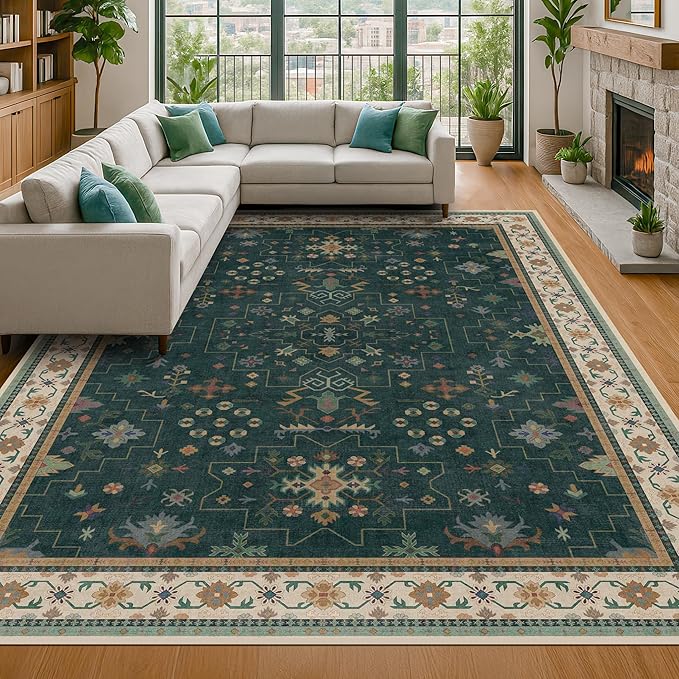 Dark Green Oushak Living Room Rug 10x12 - Image 4