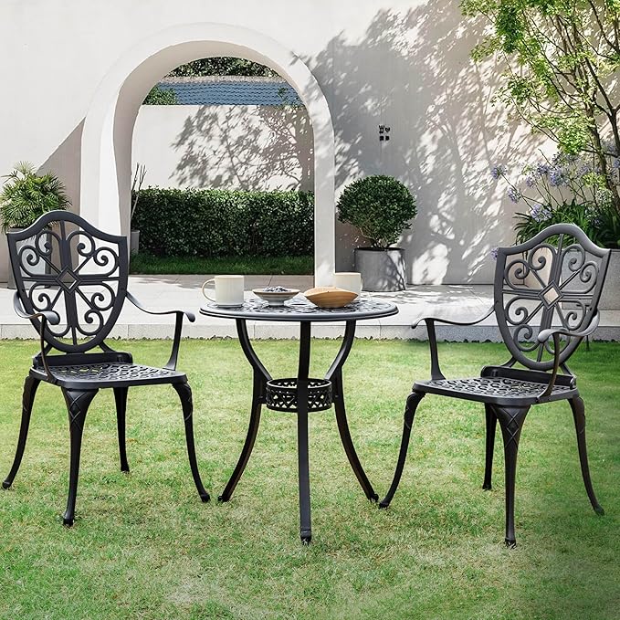 NUU GARDEN 3 Piece Outdoor Bistro Set All Weather Cast Aluminum Patio Set - Image 3
