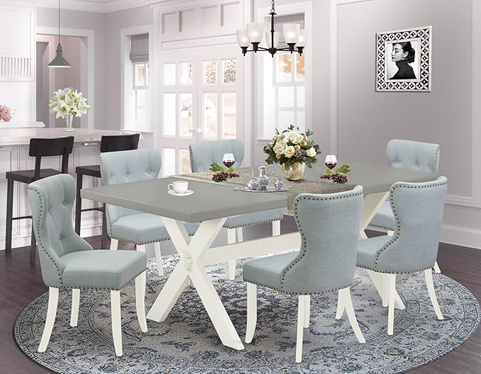 East West Furniture X097SI215-7 7 Piece Dining Table Set Consist of a Rectangle - Image 2