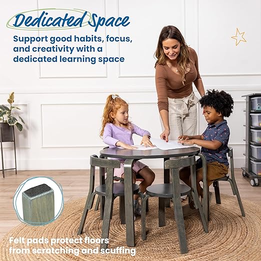 ECR4Kids Bentwood Round Table and Curved Back Chair Set, Kids Furniture - Image 3