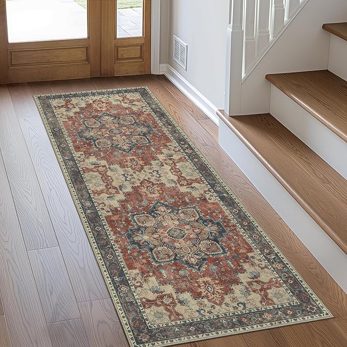 GENIMO 2x8 Runner Rugs for Hallway, Machine Washable Non Slip Vintage Rugs by GENIMO