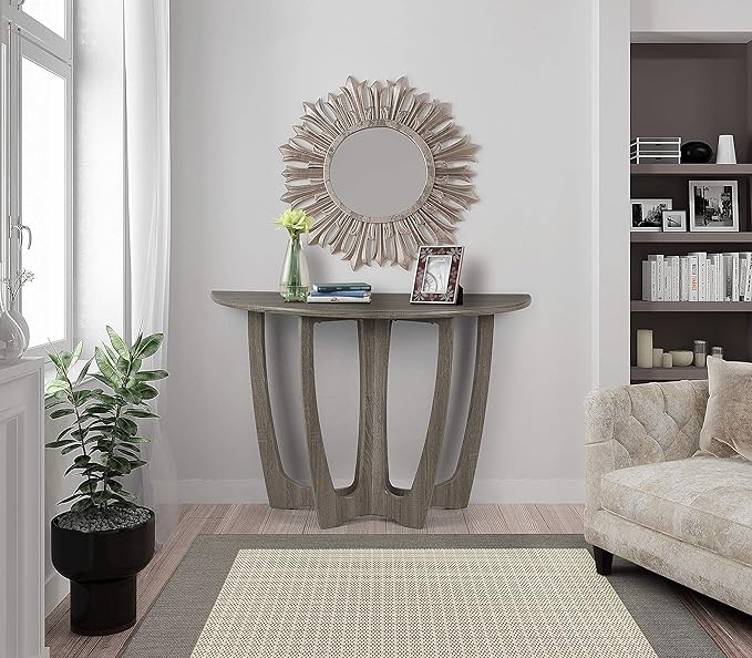 FINECASA Half-Moon Console Table, Semicircle Narrow Side Table, 43.4x17x30 - Image 4