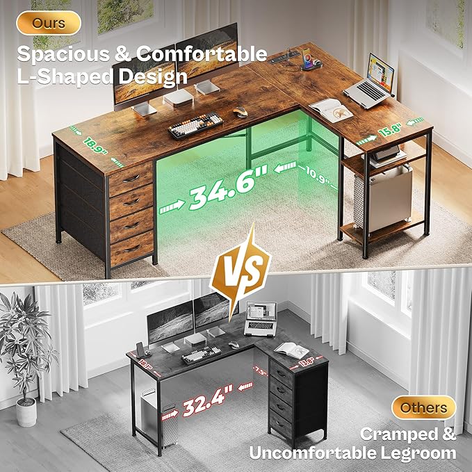 Huuger 63 Inch L Shaped Desk - Image 4