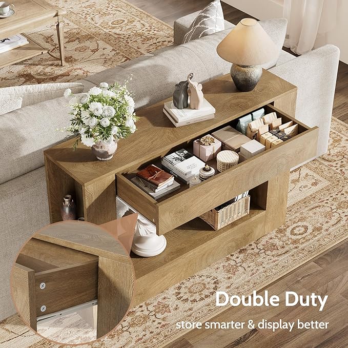 Farmhouse Console Table with Drawer, Narrow Sofa Table Behind Couch - Image 5