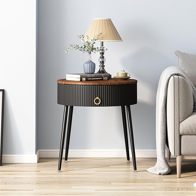 OIOG Side Tables Set of 2, Round Nightstand - Image 7