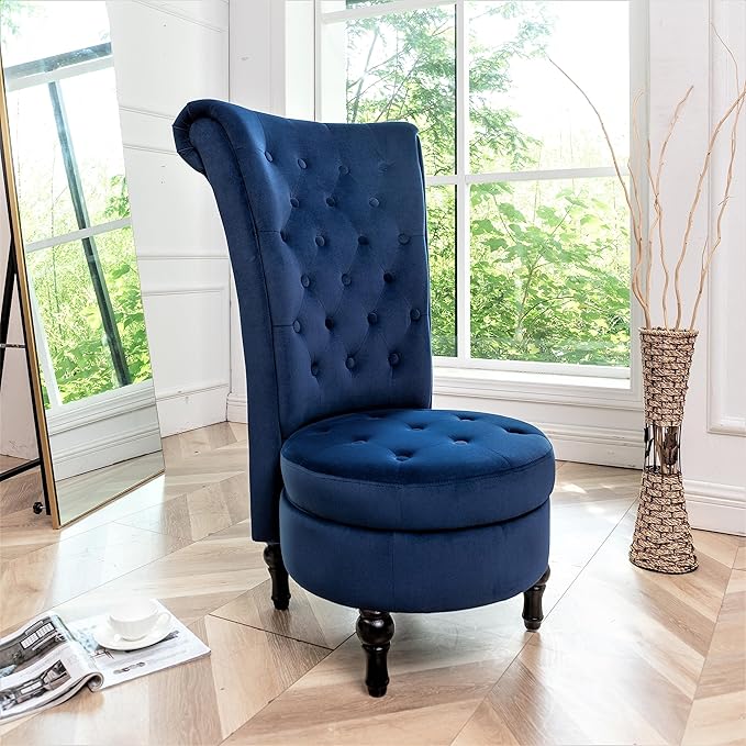 Container Furniture Direct Royal High-Back Velvet Accent Chair - Image 8