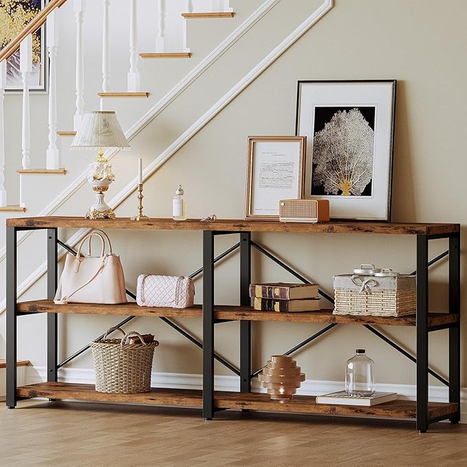 IRONCK Rustic Entryway Console Table, Long Hallway Table 70.8 in 3-Tier - Image 2