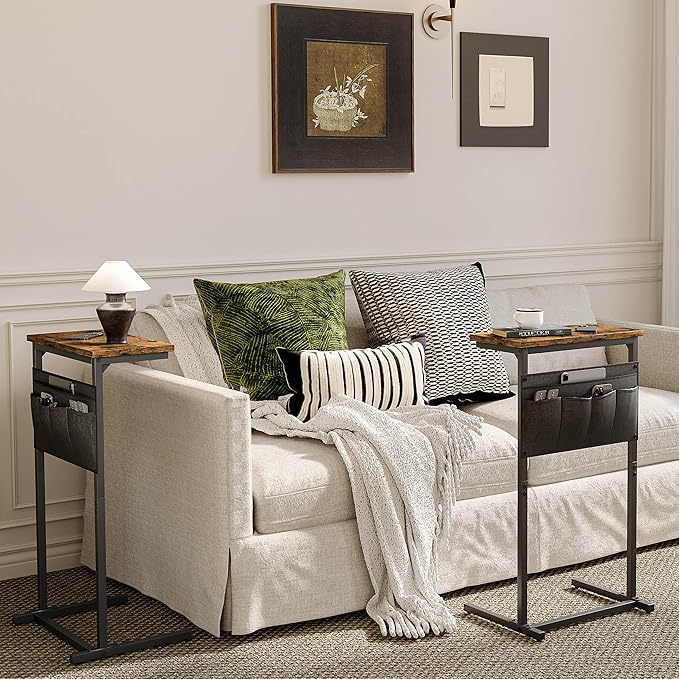 C Shaped End Table, Side Table for Sofa, Small TV Tray, Couch Table - Image 2