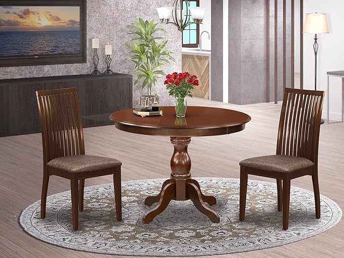 East West Furniture HBIP3-MAH-C 3 Piece Dining Room Furniture Set Contains a - Image 2