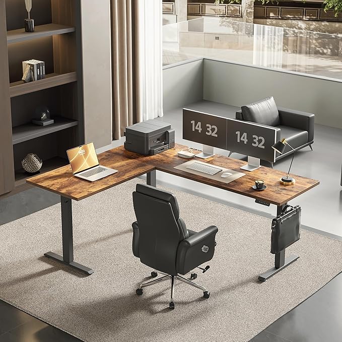 Agilestic Triple Motors 73" x 60" L Shaped Standing Desk, Electric Standing - Image 2