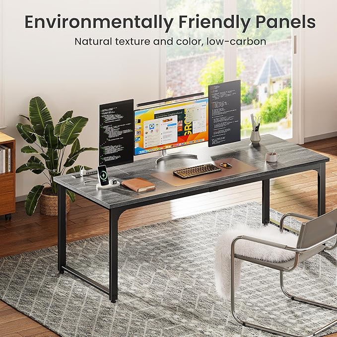 Huuger 63 x 24 inch Desk with Power Outlets & USB-C, Deeper & Thicker Desktop - Image 7