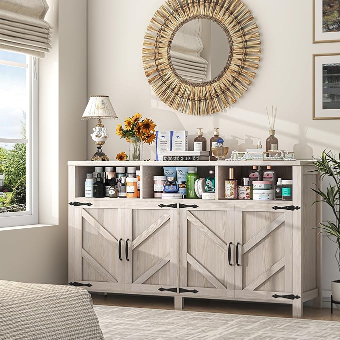 Buffet Cabinet with Storage Farmhouse with 4 Doors, Dining Room - Image 6