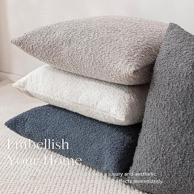 Foindtower Pack of 2 Textured Boucle Throw Pillow Covers Accent Solid - Image 6