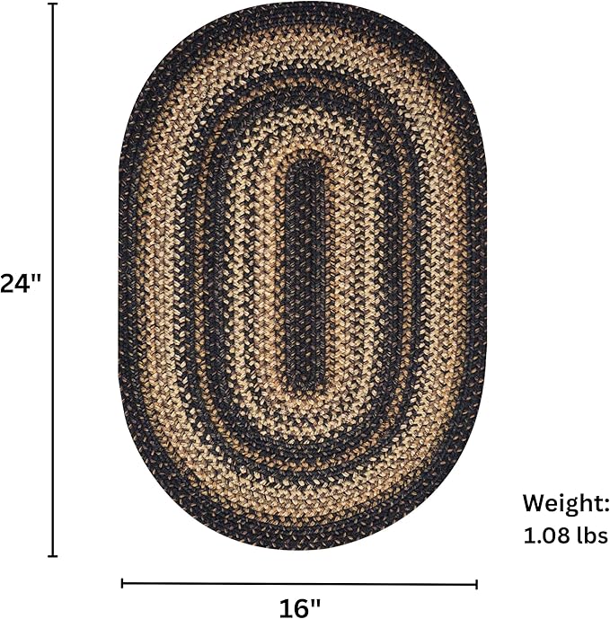 Kilimanjaro Black and Tan Jute Braided Oval Rugs, 16x24 - Image 2