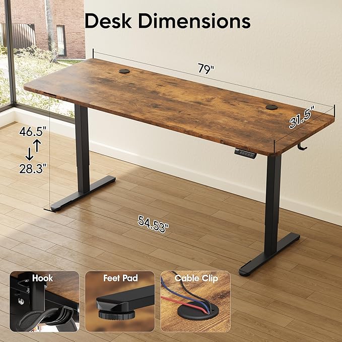 Monomi Electric Standing Desk, 79 x 31.5 inches Height Adjustable, Ergonomic - Image 2