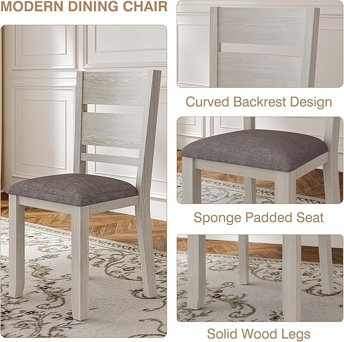 5-Piece Solid Wood Dining Table Set - Image 4