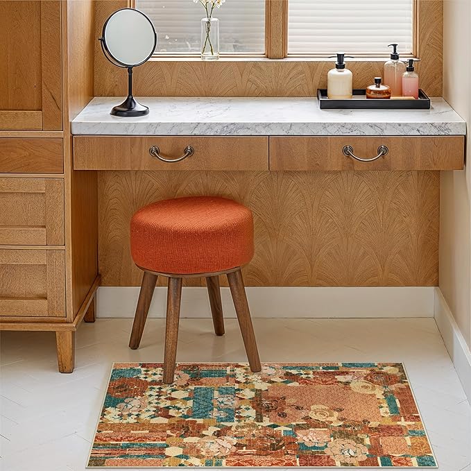 GENIMO Area Rug 2x3 Doormat, Machine Washable Low Pile Rugs, Small Floral - Image 3
