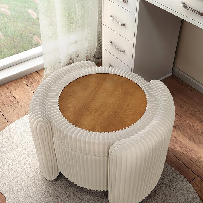 Furniture of America Lennox Modern Chenille 25-inch Round Storage Ottoman - Image 12