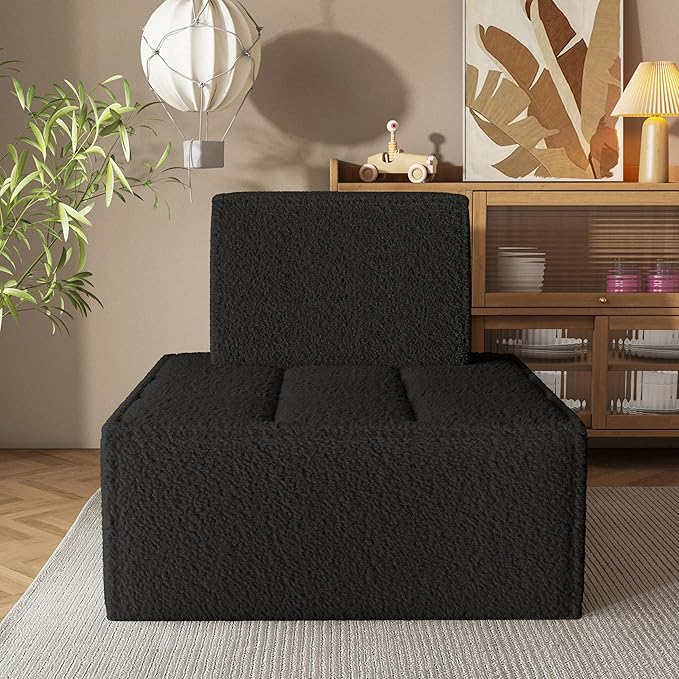 Modular Sherpa Sofa Chair, Cozy Floor Lounge Seating, No Armrests, Small Sofa - Image 9