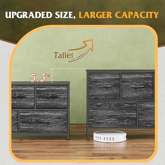 WLIVE Dresser for Bedroom with 5 Drawers, Long Storage Dresser, Fabric Dressers - Image 7