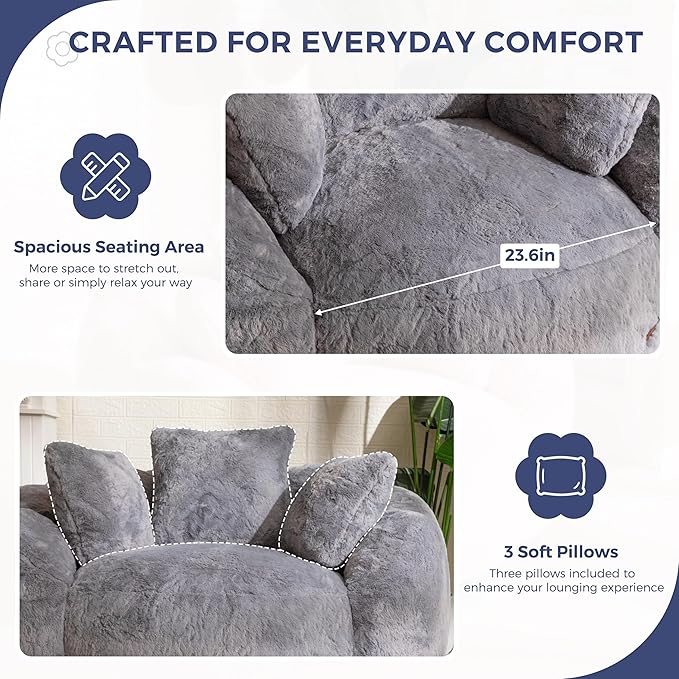 MAXYOYO Bean Bag Chair with 3 Pillows, Oversized Floral Shaped Bean Bag Sofa - Image 4