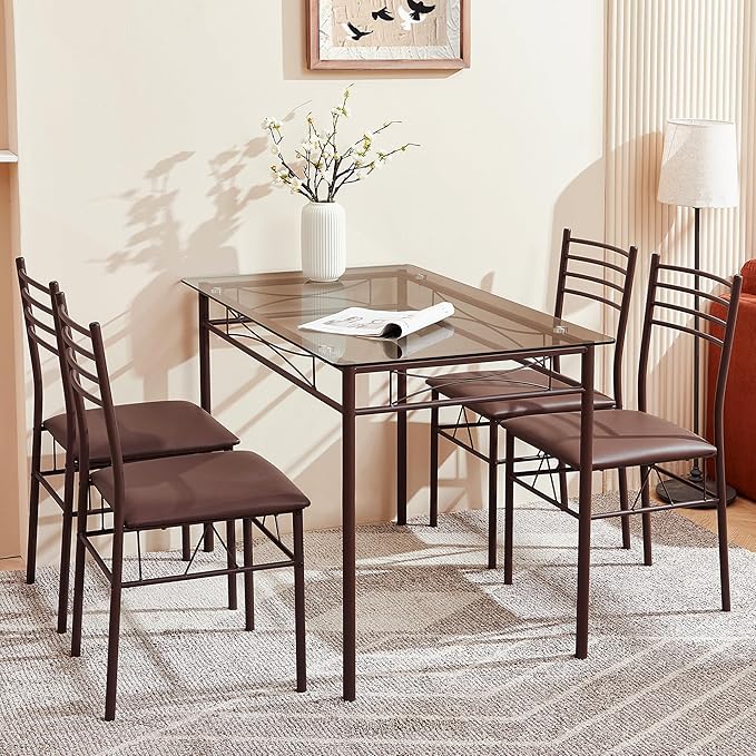 VECELO Kitchen Dining Room Table and Chairs 5-Piece Dinette Sets, Space Saving - Image 7