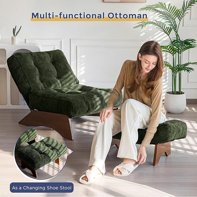 MAXYOYO Accent Chair with Ottoman Adjustable Backrest, Tufted Living Room Chair - Image 7