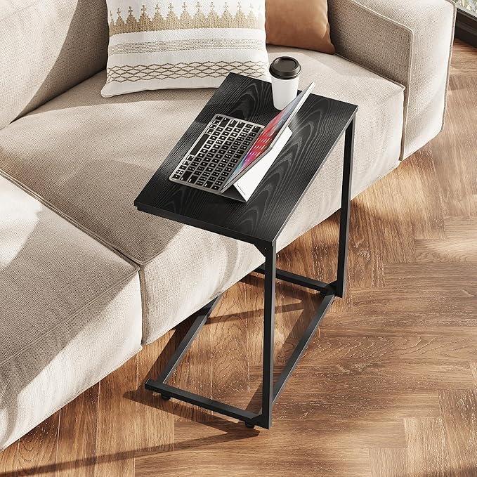 WLIVE Black C-Shaped End Table, Small Side Tables - Image 2