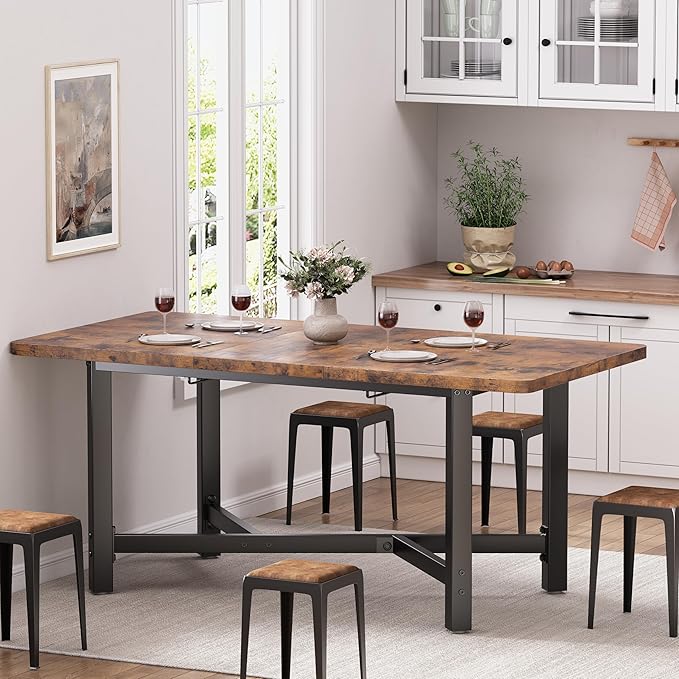 Dining Table for 4-6, 62“Extendable Kitchen Dining Room Table, Space Saving - Image 3